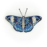 Blue Calico Cracker Butterfly Brooch by Trovelore