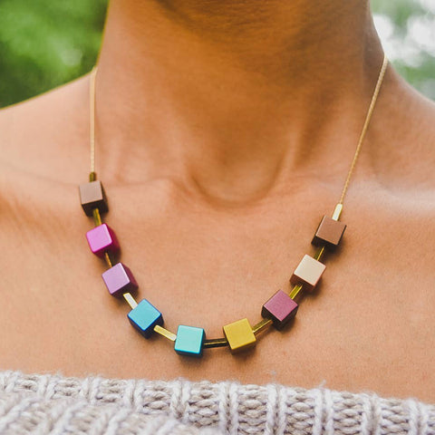 Cube Necklace by Trecy Bleich